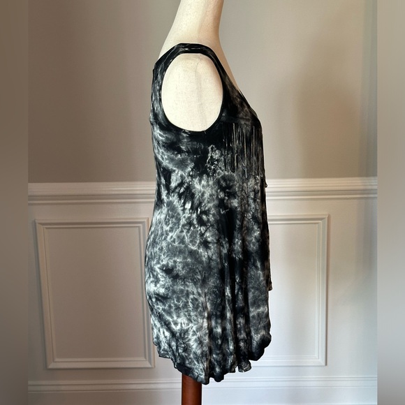 RAGA Anthropologie Sleeveless Tie-Dye Long Tank Top with Fringe size Small NWT - Picture 2 of 8